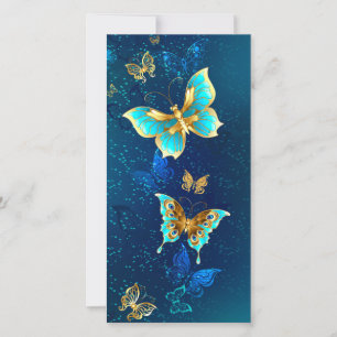 Golden Butterflies op een blauwe achtergrond Save The Date