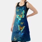 Golden Butterflies op een blauwe achtergrond Schort (Insitu)