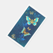 Golden Butterflies op een blauwe achtergrond Servet (Hoek)