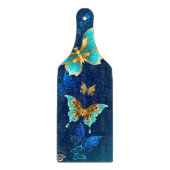 Golden Butterflies op een blauwe achtergrond Snijplank (Voorkant)