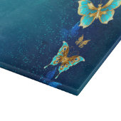 Golden Butterflies op een blauwe achtergrond Snijplank (Hoek)