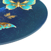 Golden Butterflies op een blauwe achtergrond Snijplank (Hoek)