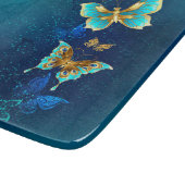 Golden Butterflies op een blauwe achtergrond Snijplank (Hoek)