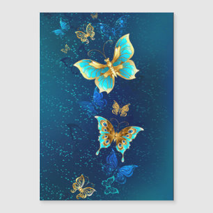 Golden Butterflies op een blauwe achtergrond Soms Magnetische Uitnodiging