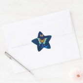 Golden Butterflies op een blauwe achtergrond Ster Sticker (Envelop)