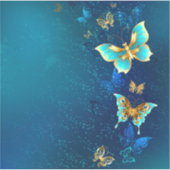 Golden Butterflies op een blauwe achtergrond Sticker (Voorkant)