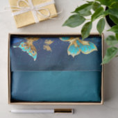 Golden Butterflies op een blauwe achtergrond Tissuepapier (Geschenk)