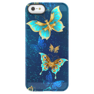 Golden Butterflies op een blauwe achtergrond Permafrost iPhone SE/5/5s Hoesje