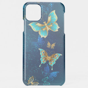 Golden Butterflies op een blauwe achtergrond iPhone 11 Pro Max Hoesje