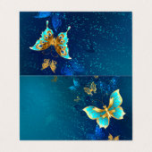 Golden Butterflies op een blauwe achtergrond Visitekaartje (Buitenkant ongevouwen)