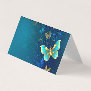 Golden Butterflies op een blauwe achtergrond Visitekaartje
