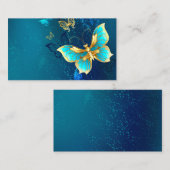 Golden Butterflies op een blauwe achtergrond Visitekaartje (Voorkant / Achterkant)