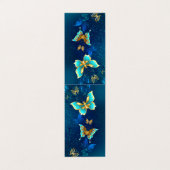 Golden Butterflies op een blauwe achtergrond Visitekaartje (Buitenkant ongevouwen)