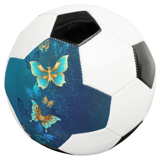 Golden Butterflies op een blauwe achtergrond Voetbal (Drie kwart)