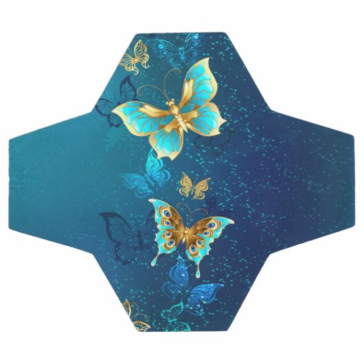 Golden Butterflies op een blauwe achtergrond Voetbal (Enkel)