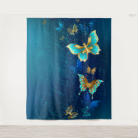 Golden Butterflies op een blauwe achtergrond