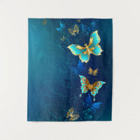 Golden Butterflies op een blauwe achtergrond