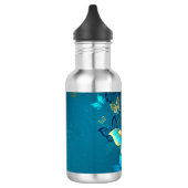 Golden Butterflies op een blauwe achtergrond Waterfles (Links)
