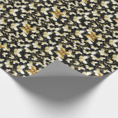 Golden butterflies Pattern 20.bw Black BG Cadeaupapier (Hoek)
