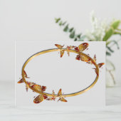 Golden Butterflies Uitnodiging (Staand voorkant)