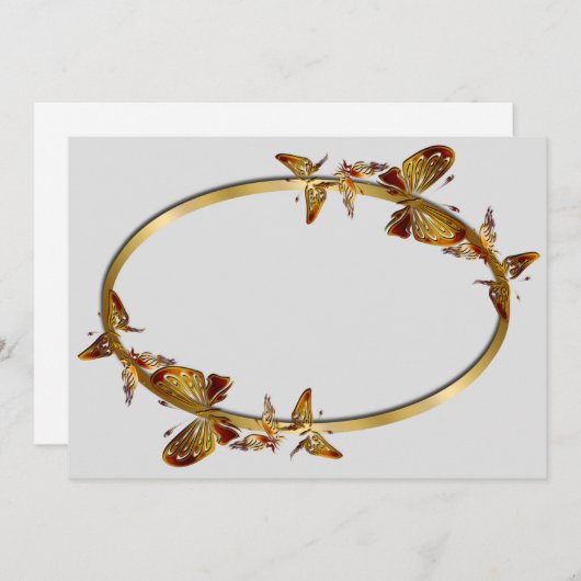 Golden Butterflies Uitnodiging (Voorkant / Achterkant)
