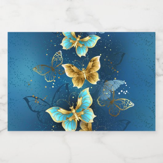 Golden butterflies voedselcontainer etiket (Enkel label)