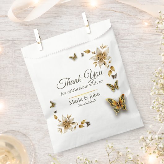 Golden Butterflies Wedding Favoriete Tassen Bedankzakje (Geknipt)