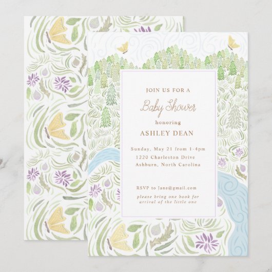 Golden Butterfly Baby shower Kaart (Voorkant / Achterkant)