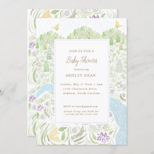 Golden Butterfly Baby shower Kaart