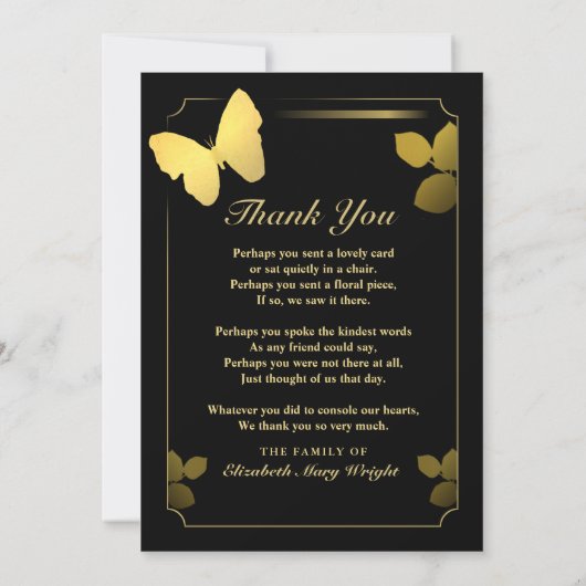 Golden Butterfly Bedankt voor je foto-sympathiekaa (Achterkant)