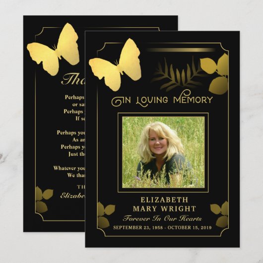 Golden Butterfly Bedankt voor je foto-sympathiekaa (Voorkant / Achterkant)