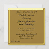 Golden Butterfly Birthday Party Invitations Kaart (Achterkant)