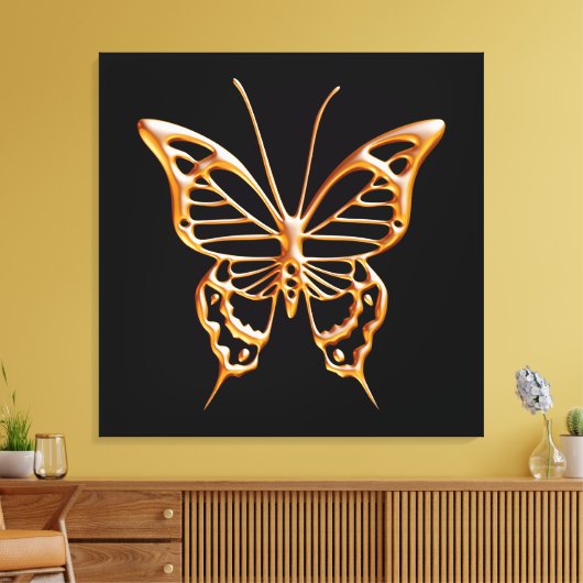 Golden Butterfly Canvas Afdruk (Insitu (Woonkamer))