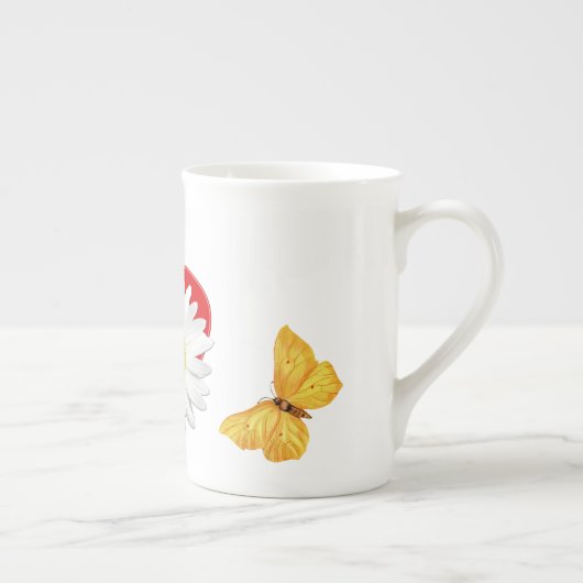 Golden Butterfly Daisy Heart Porselein Kop (Rechts)