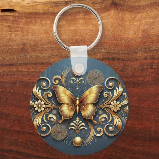 Golden Butterfly Design Sleutelhanger (Voorkant)