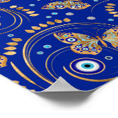 Golden Butterfly Evil Eye Patroon Poster (Hoek)