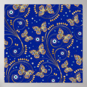 Golden Butterfly Evil Eye Patroon Poster (Voorkant)