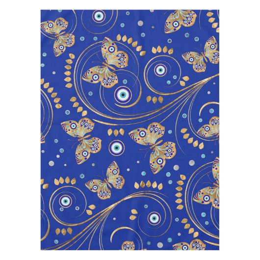Golden Butterfly Evil Eye Patroon Tafelkleed (Voorkant)