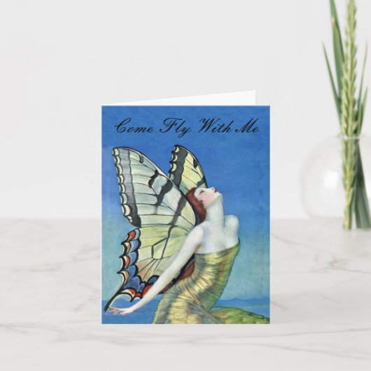 Golden Butterfly Fairy Note Kaart (Voorkant)