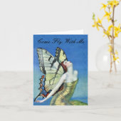 Golden Butterfly Fairy Note Kaart (Gele Bloem)