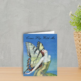 Golden Butterfly Fairy Note Kaart