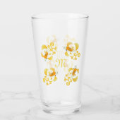 Golden Butterfly Koi Monogram Glas (Achterkant)