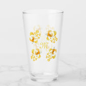 Golden Butterfly Koi Monogram Glas (Voorkant)