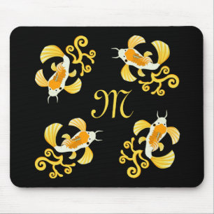 Golden Butterfly Koi Monogram Muismat