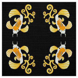 Golden Butterfly Koi Swimming Stof