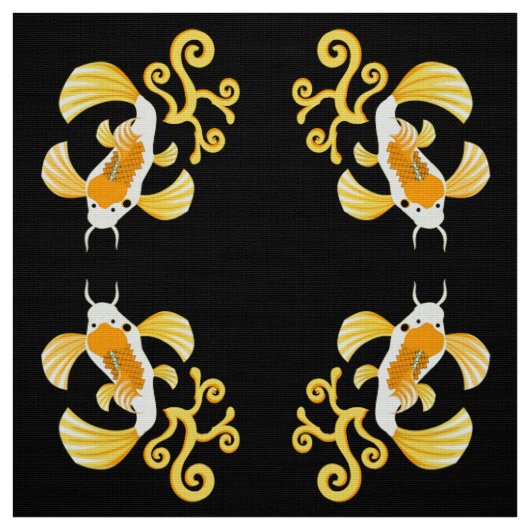 Golden Butterfly Koi Swimming Stof (Swatch)