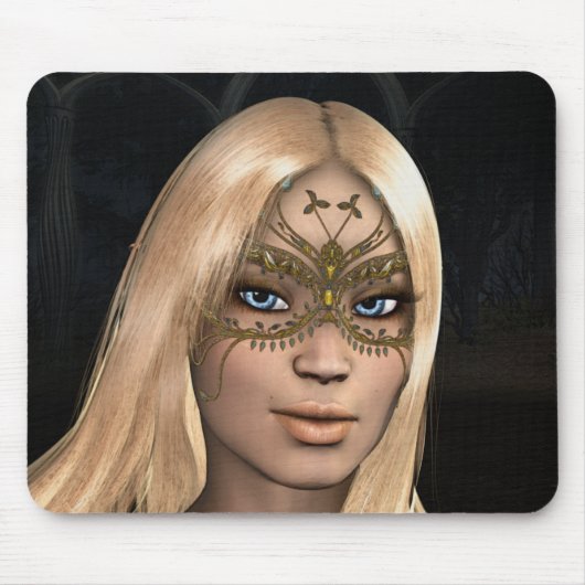Golden Butterfly Masked Fairy Fantasy Muismat (Voorkant)