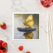 Golden Butterfly On a Rock in Water Servet (Insitu)
