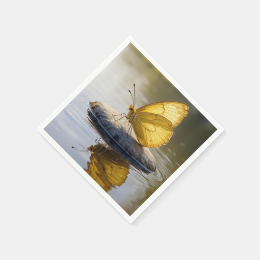 Golden Butterfly On a Rock in Water Servet (Hoek)