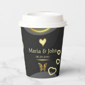 Golden Butterfly Paper Borden Papieren Bekers (Achterkant)